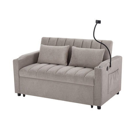 Convertible Loveseat Sofa Bed with USB Ports and Cup Holders