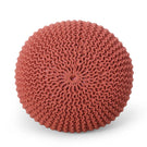 Bordeaux - Knitted Cotton Round Pouf Ottoman, Floor Cushion - Furniture Home Direct