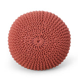 Bordeaux - Knitted Cotton Round Pouf Ottoman, Floor Cushion - Furniture Home Direct
