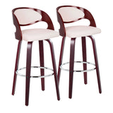Pino - Mid Century Modern Fixed Height Barstool With Swivel & Round Footrest (Set of 2) - Furniture Home Direct