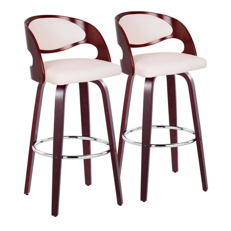Pino - Mid Century Modern Fixed Height Barstool With Swivel & Round Footrest (Set of 2) - Furniture Home Direct