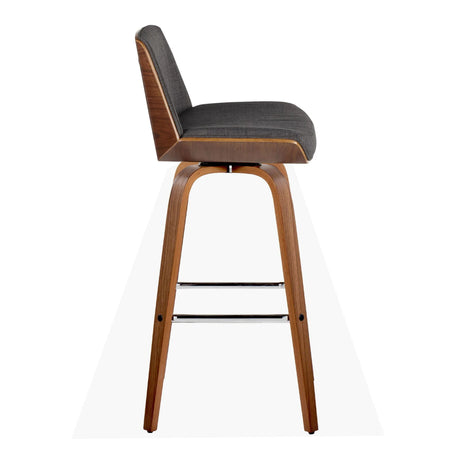 Corazza - Mid Century Modern Fixed Height Barstool With Swivel With Square Footrest (Set of 2) - Furniture Home Direct