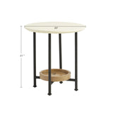 Oval End Table With Metal Legs - White / Natural - Furniture Home Direct
