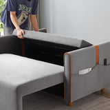 Convertible Comfortable Sleeper Velvet Sofa Couch with Storage for for Living Room Bedroom Sofabed Gray - Furniture Home Direct
