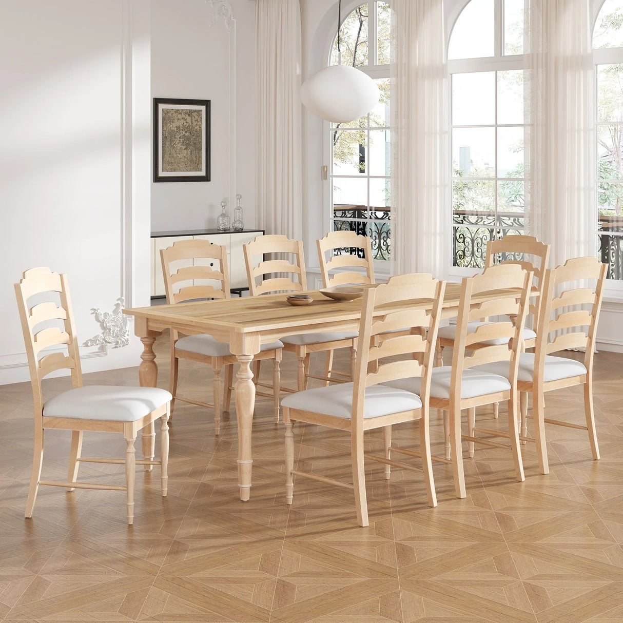 Topmax - Vintage Traditional Extendable Dining Table Set With Removable Leaf - Furniture Home Direct
