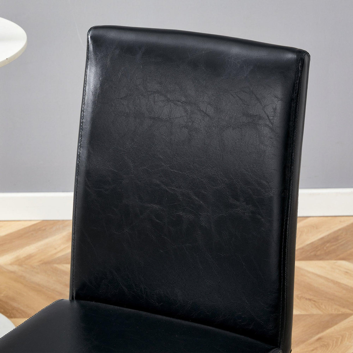 Dining Set Glass Top Table With PU Leather Chairs Black - Furniture Home Direct