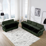 2 Pc Living room Set With Hidden Storage Under Seat and Adjustable Arms and Backs - Green - Furniture Home Direct