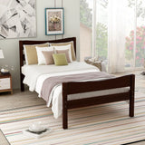 Twin Size Platform Bed With Headboard And Wooden Slat Support - Furniture Home Direct