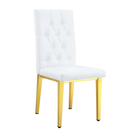 Vintage Style Armless Dining Chairs Set With Grid And Buckle Design - Furniture Home Direct