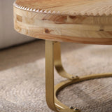 Coffee Table Round Carved Sunburst Top Natural Gold - Furniture Home Direct