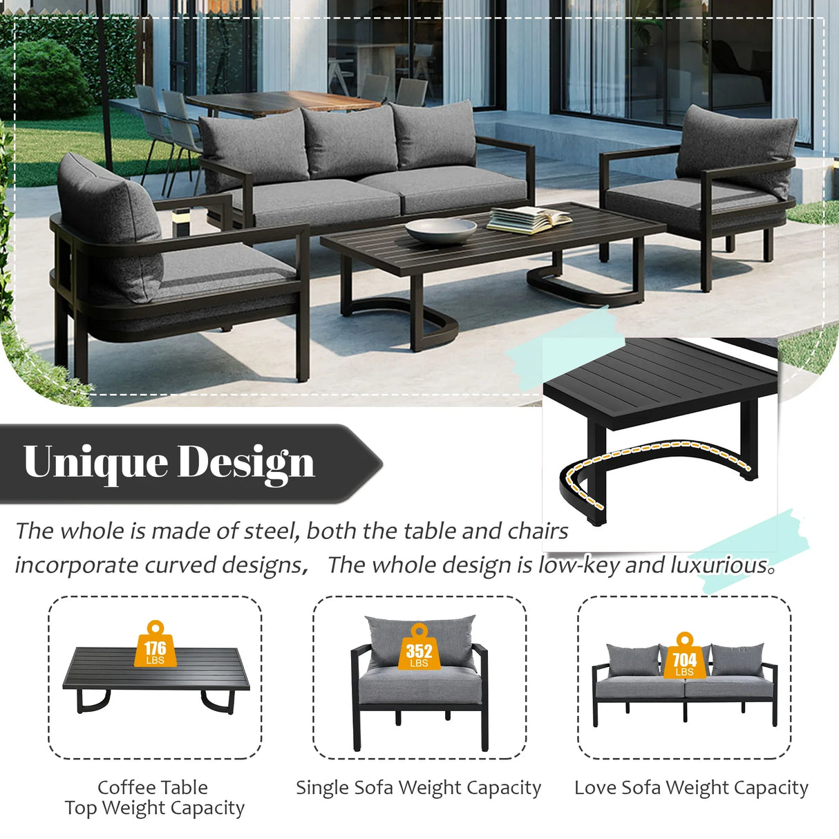 Modern Outdoor Patio Set - Gray - Furniture Home Direct