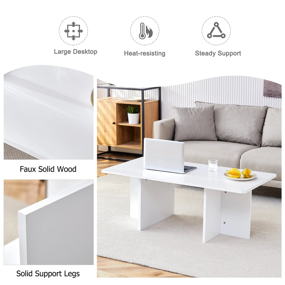 Coffee Table With X Leg Design For Living Room White - Furniture Home Direct