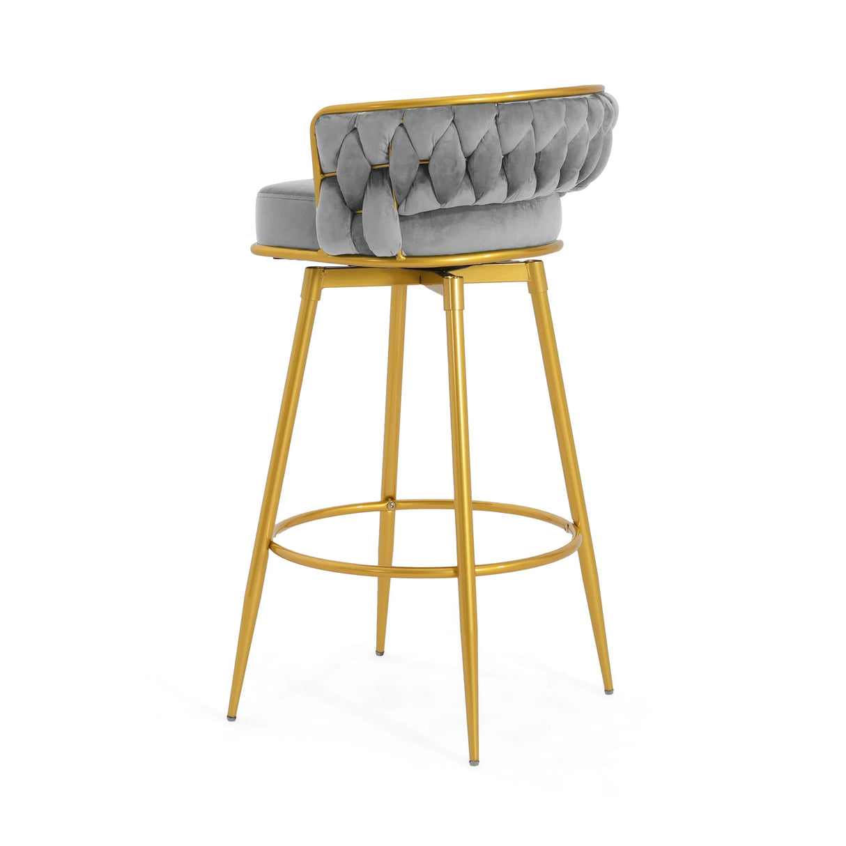 Bar Stools Set Of 2 Swivel Counter Height Gold Frame Grey - Furniture Home Direct