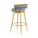 Bar Stools Set Of 2 Swivel Counter Height Gold Frame Grey - Furniture Home Direct