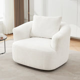360° Swivel Barrel Sofa Chair With Throw Pillow, Chenille Upholstered Accent Chair - Furniture Home Direct