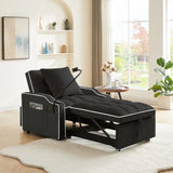 Convertible Velvet 3 In 1 Sofa Bed With Adjustable Sleeper Chair And Multi Pockets - Furniture Home Direct