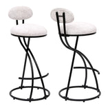 Round Print Bar Stools Upholstered Chairs For Kitchen (Set of 2) - Furniture Home Direct