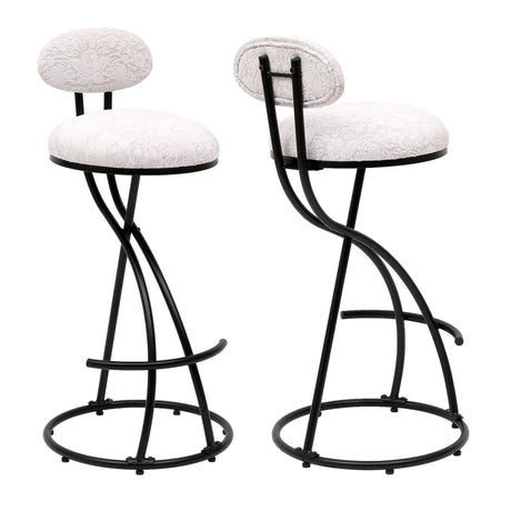 Round Print Bar Stools Upholstered Chairs For Kitchen (Set of 2) - Furniture Home Direct