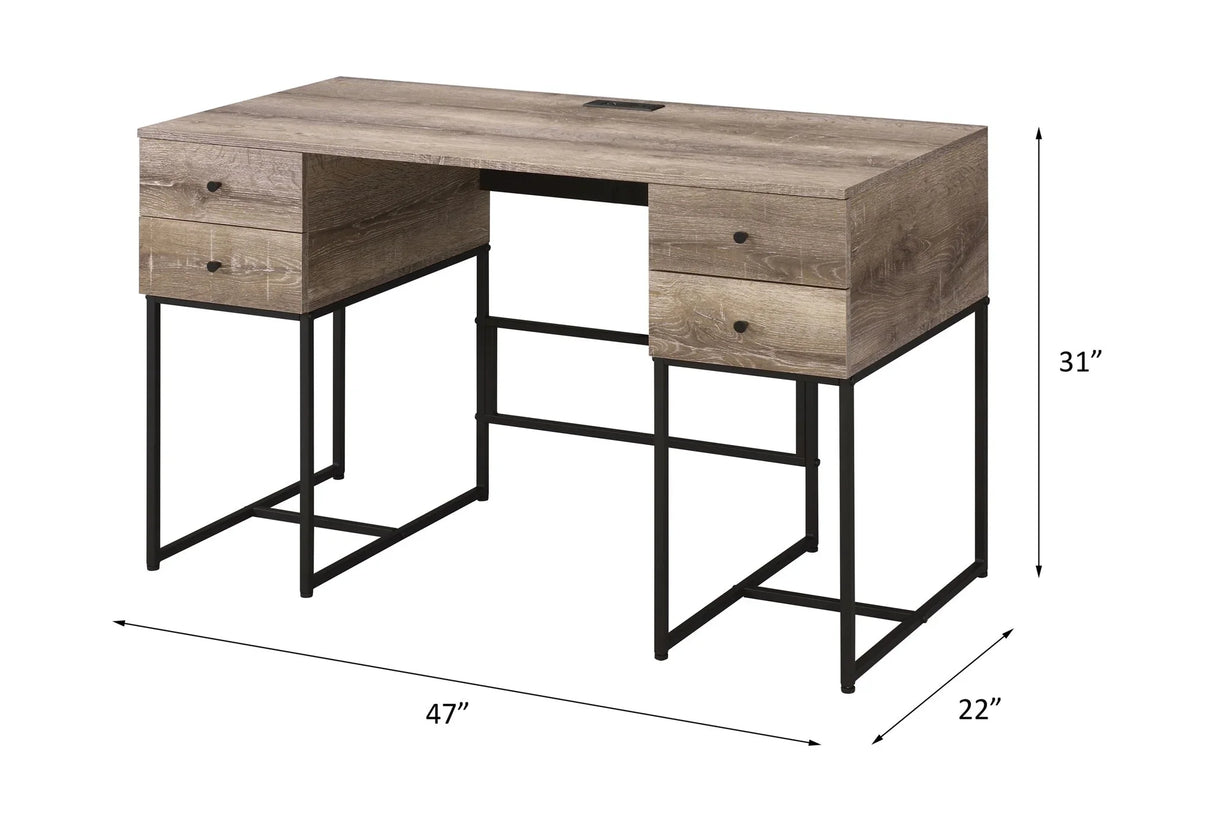 Desirre - Wirting Desk With USB Port - Oak - Furniture Home Direct
