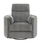 Sagen - Chenille Glider Recliner With Swivel - Furniture Home Direct