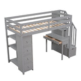 Loft Bed With Storage Drawers, Desk And Stairs With Shelves - Furniture Home Direct