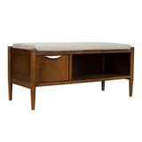 Accent Bench With Storage, Upholstered Cushion - Walnut Brown - Furniture Home Direct