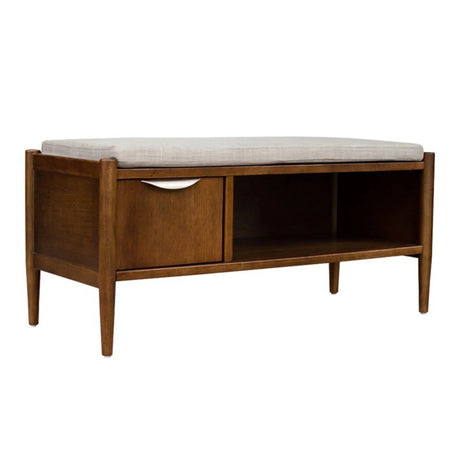 Accent Bench With Storage, Upholstered Cushion - Walnut Brown - Furniture Home Direct