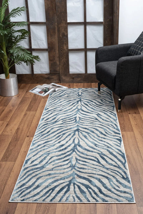Elegance - 5'3" X 7'3" Polyester Area Rug - Blue - Furniture Home Direct