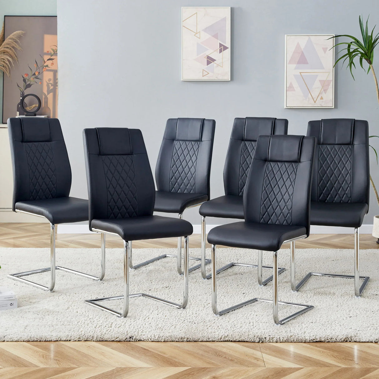 Modern Dining Chairs With Padded Seat, Metal Legs - Furniture Home Direct