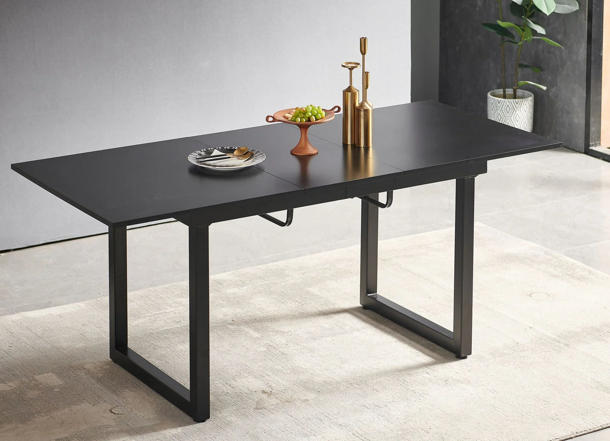 Square Extendable Dining Table With Metal Leg, Modern Space Saving Kitchen Table For Living Room - Furniture Home Direct