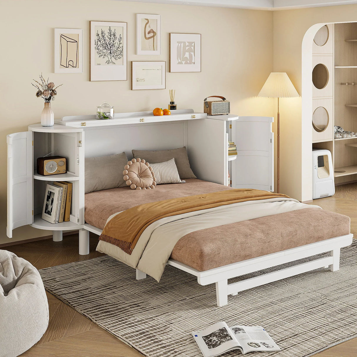 Murphy Bed With Hidden Storage & Modern Woven Design - Furniture Home Direct