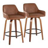 Daniella - Contemporary Fixed Height Counter Stool With Swivel With Round Footrest (Set of 2) - Furniture Home Direct