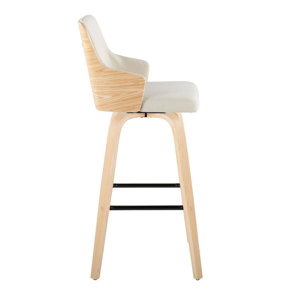 Stella - Contemporary Fixed Height Barstool With Swivel Square Footrest (Set of 2) - Furniture Home Direct