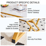 Coffee Table Marble Top Contemporary With Gold Frame White - Furniture Home Direct