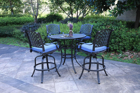 Round 41.97" Long Bar Height Dining Set With Cushions - Furniture Home Direct