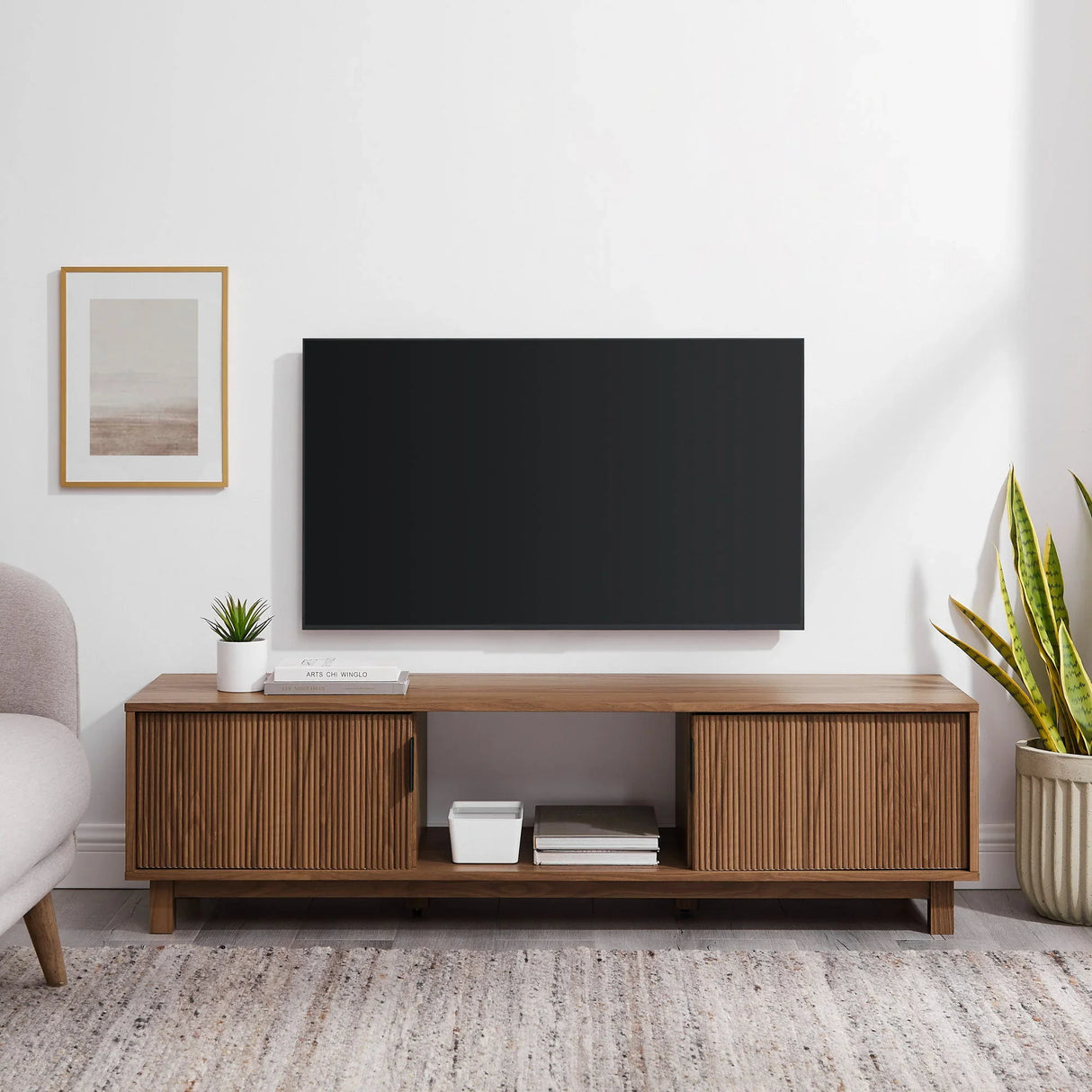 Modern Fluted Door Minimalist TV Stand - Furniture Home Direct