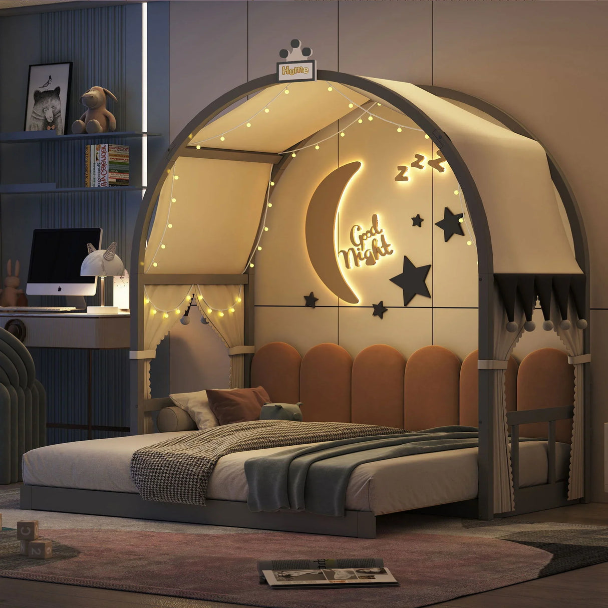 Extended Bed With Arched Roof And Trundle - Furniture Home Direct