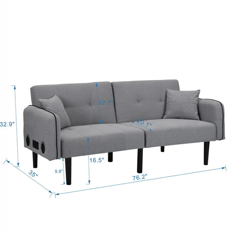 Modern Folding Ottoman Sofa Bed With Stereo System - Gray - Furniture Home Direct