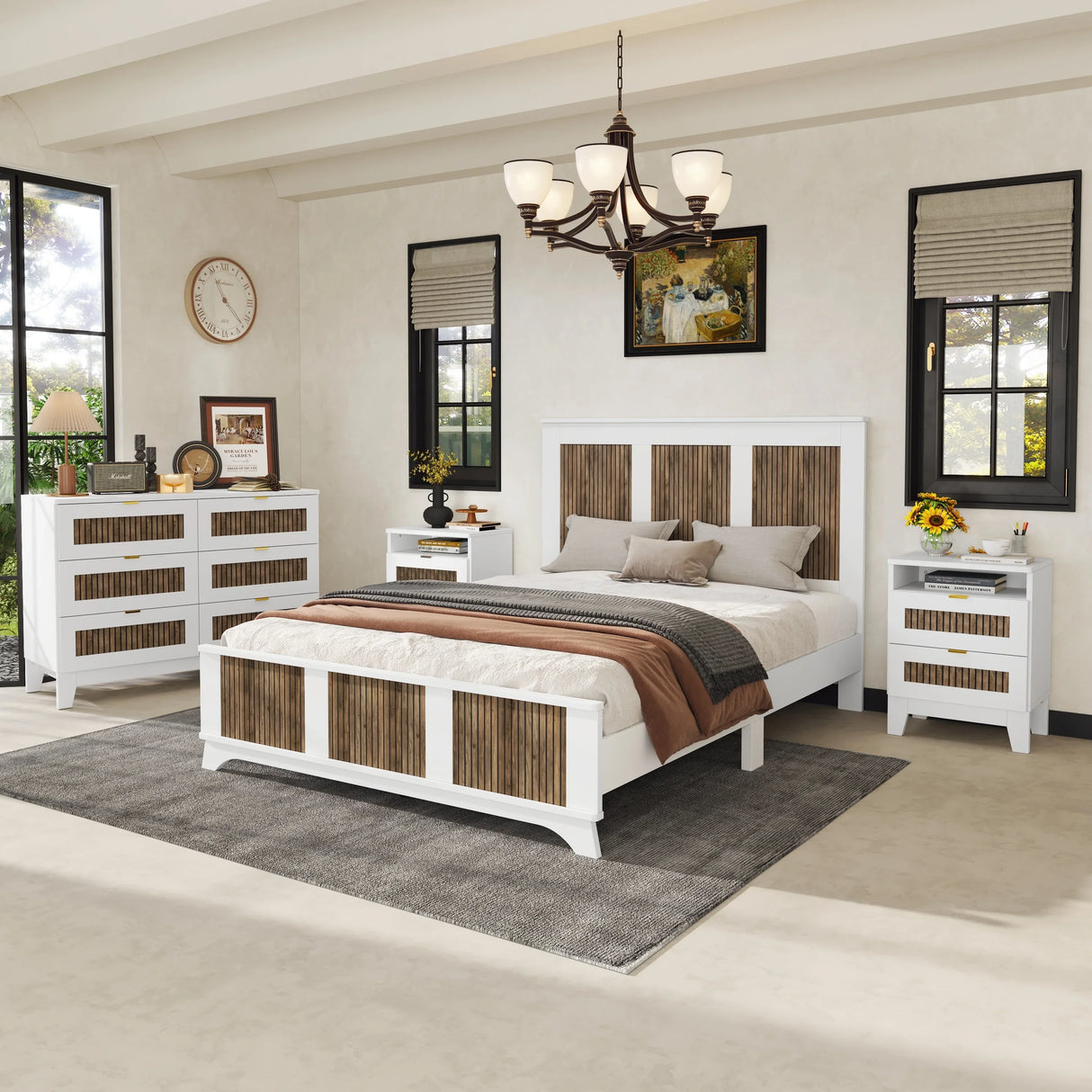 Queen Bedroom Set With Bed Dresser And Nightstands White - Furniture Home Direct