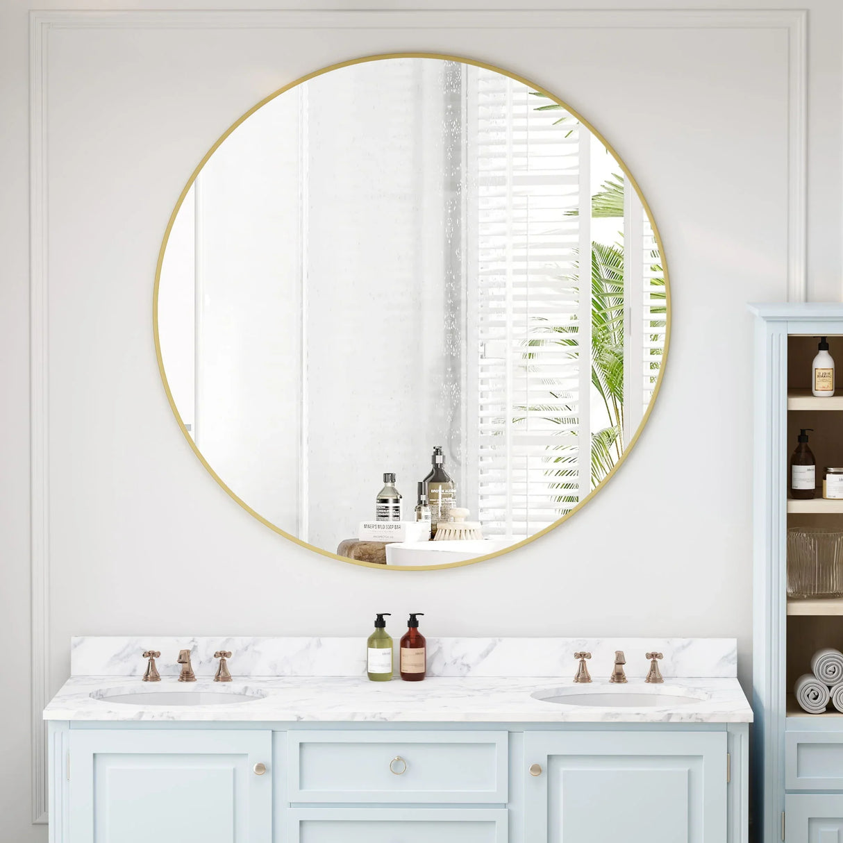 Wall Circular Mirror Metal Framed Mirror Round Vanity Mirror Dressing Mirror, For Bathroom, Living Room, Bedroom Wall Decor - Furniture Home Direct