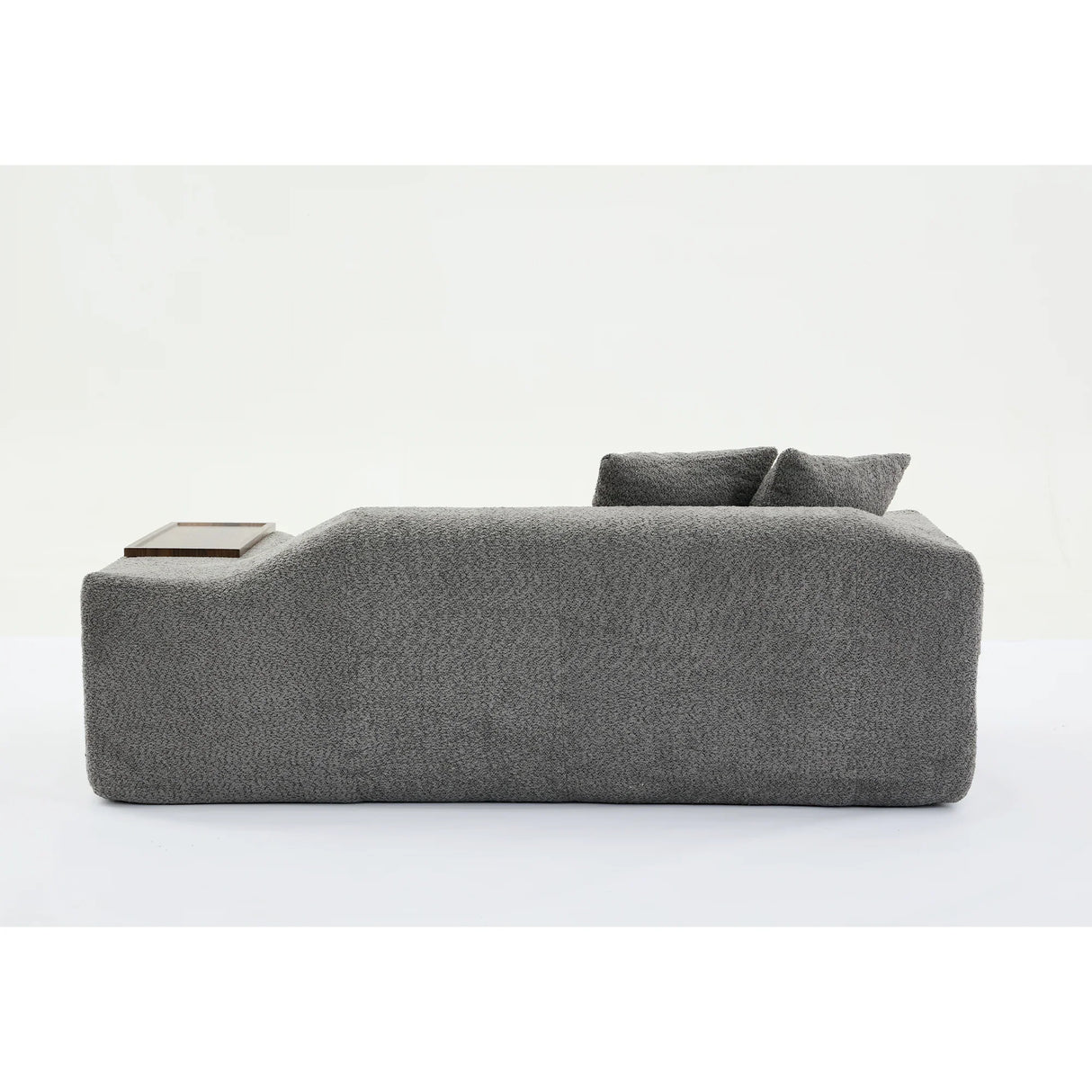 2 Piece Boucle Cloud Living Room Set with 2 Trays - Dark Gray - Furniture Home Direct