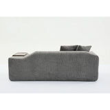 2 Piece Boucle Cloud Living Room Set with 2 Trays - Dark Gray - Furniture Home Direct