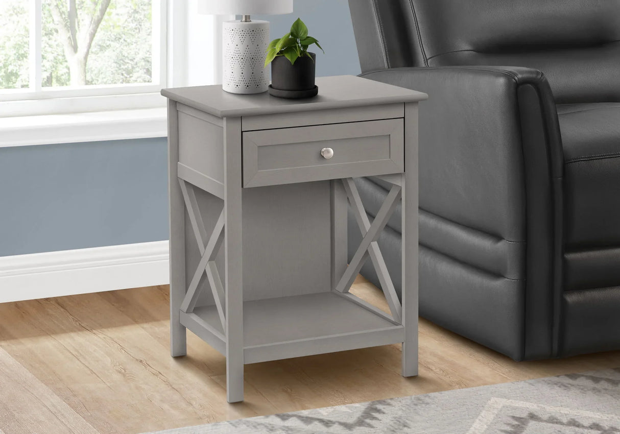Accent End Table, 2 Tier, Storage Drawer, Transitional Style - Furniture Home Direct
