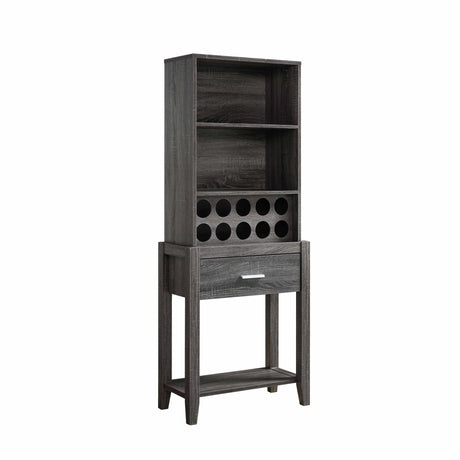 Wine Bar Cabinet, Kitchen Storage Cabinet With Drawer And Open Shelves - Distressed Gray - Furniture Home Direct