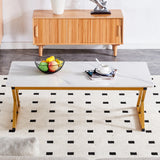 Coffee Table Marble Top Contemporary With Gold Frame White - Furniture Home Direct