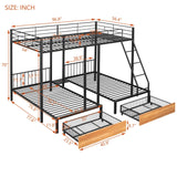 Triple Bunk Bed With Drawers And Guardrails - Furniture Home Direct