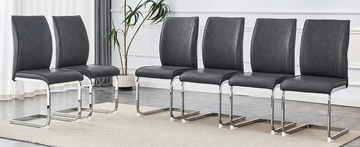Dining Chairs Cantilever Metal Frame Modern Dark Gray - Furniture Home Direct