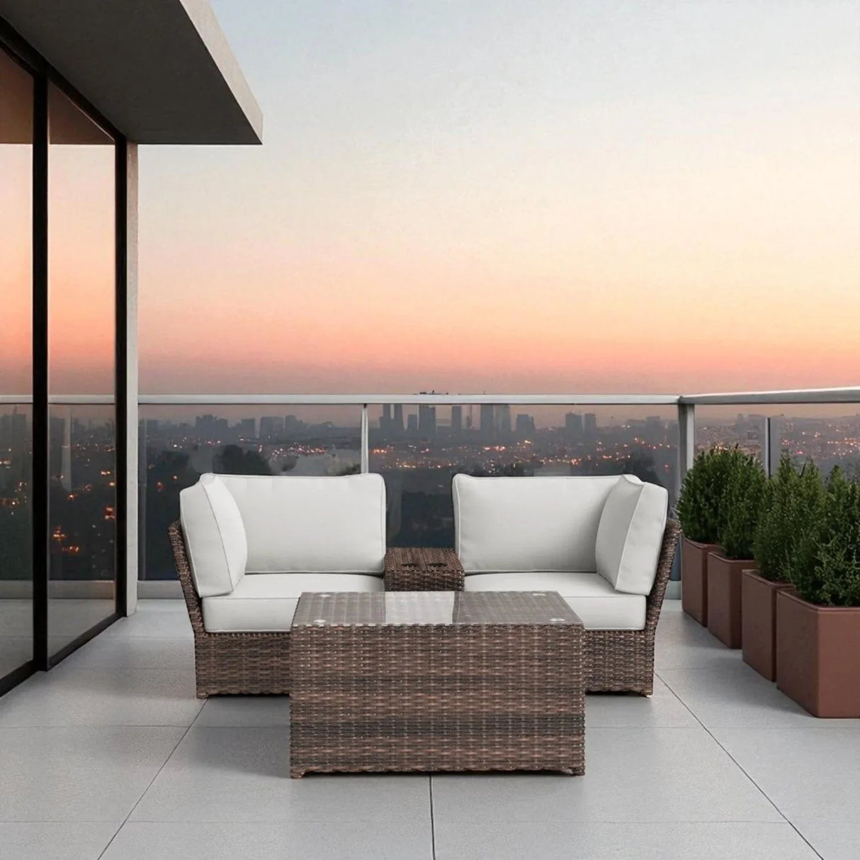 Comfortable Modern Patio Rattan Sectional Set With Cushions - Furniture Home Direct