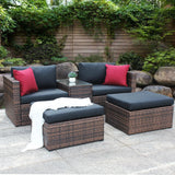 5 Piece Wicker Patio Set With Cushions - Furniture Home Direct