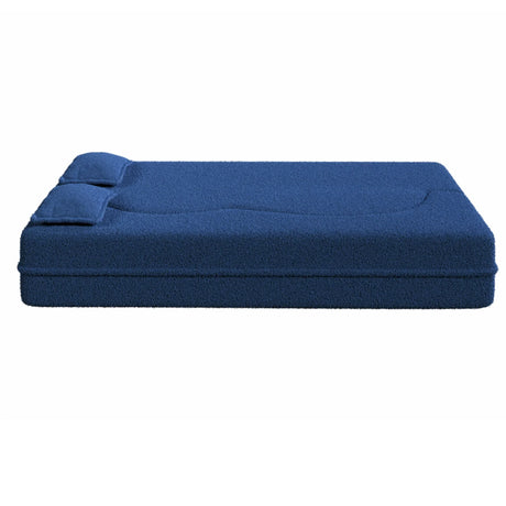 Modern Floor Sofa, With 2 Pillows, Convertible Teddy Fabric Foam Filled Bed - Furniture Home Direct
